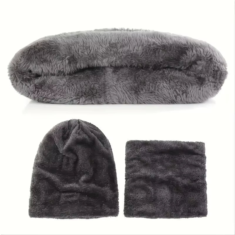 5Pcs/Set Winter Warmth Combination - Cold Resistant Knitted Hat+Velvet Neck+Thick Gloves+Plush Earmuffs+Snow Socks
