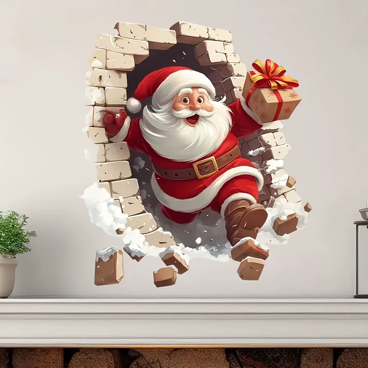 1Pc Santa Claus Wall Sticker Self-Adhesive Vinyl Decal Christmas Decoration DIY Living Room Bedroom Window Glass Cover Scratches