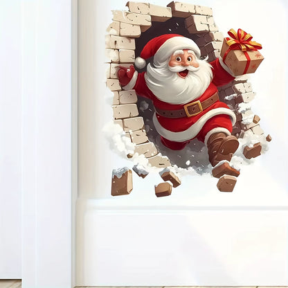1Pc Santa Claus Wall Sticker Self-Adhesive Vinyl Decal Christmas Decoration DIY Living Room Bedroom Window Glass Cover Scratches